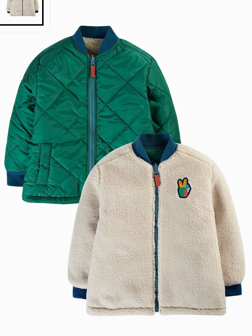 Frugi Green Robin Reversible Quilted Jacket